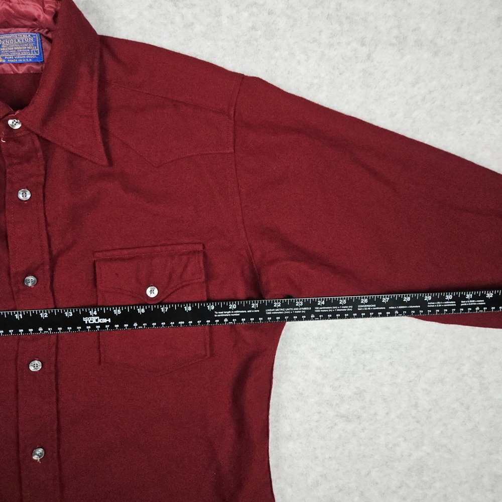 Vintage Pendleton (Men's Large) Burgundy Wool Western Yoke Button Shirt USA Made - Picture 7 of 8